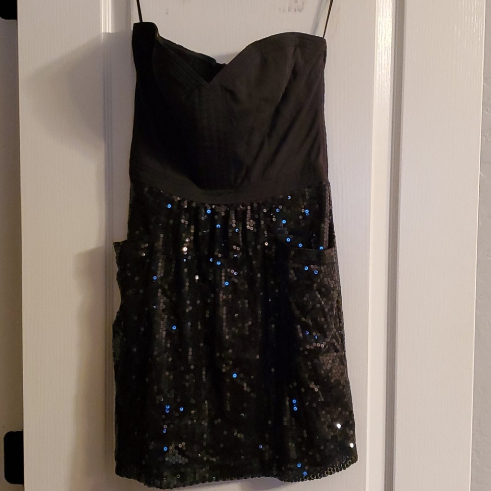 Sequin bustier dress with pockets